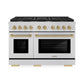 ZLINE Autograph Edition 48 in. 6.7 cu. ft. Paramount Double Oven Gas Range with 8 Burner Cooktop in Stainless Steel and Champagne Bronze Accents, Open Box-Great Condition