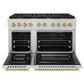 ZLINE Autograph Edition 48 in. 6.7 cu. ft. Paramount Double Oven Gas Range with 8 Burner Cooktop in Stainless Steel and Champagne Bronze Accents, Open Box-Good Condition