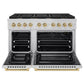 ZLINE Autograph Edition 48 in. 6.7 cu. ft. Paramount Double Oven Gas Range with 8 Burner Cooktop in Stainless Steel and Champagne Bronze Accents, Open Box-Great Condition