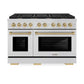ZLINE Autograph Edition 48 in. 6.7 cu. ft. Paramount Double Oven Gas Range with 8 Burner Cooktop in Stainless Steel and Champagne Bronze Accents, Open Box-Great Condition
