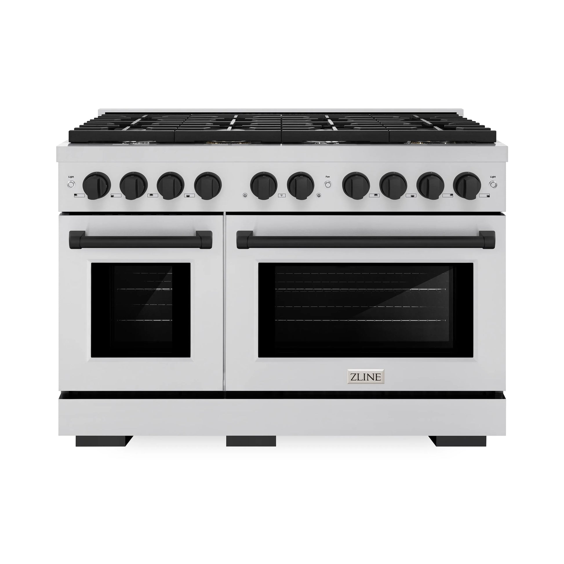 ZLINE Autograph Edition 48 in. 6.7 cu. ft. Paramount Double Oven Gas Range with 8 Burner Cooktop in Stainless Steel and Matte Black Accents, Open Box-Great Condition