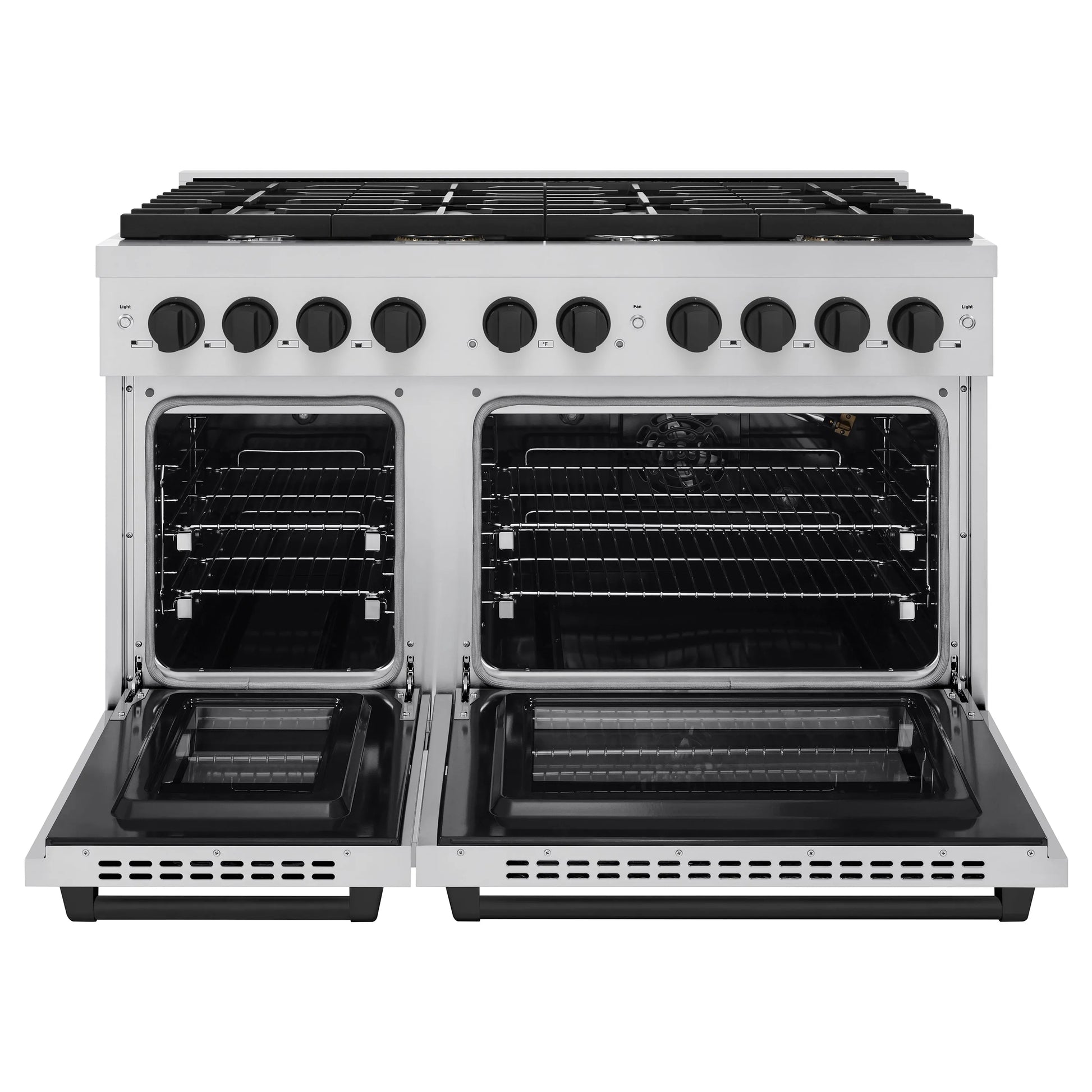 ZLINE Autograph Edition 48 in. 6.7 cu. ft. Paramount Double Oven Gas Range with 8 Burner Cooktop in Stainless Steel and Matte Black Accents, Open Box-Great Condition