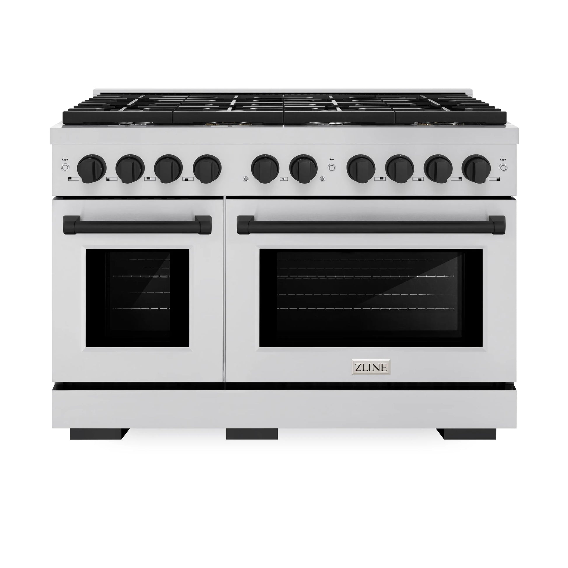 ZLINE Autograph Edition 48 in. 6.7 cu. ft. Paramount Double Oven Gas Range with 8 Burner Cooktop in Stainless Steel and Matte Black Accents, Open Box-Great Condition