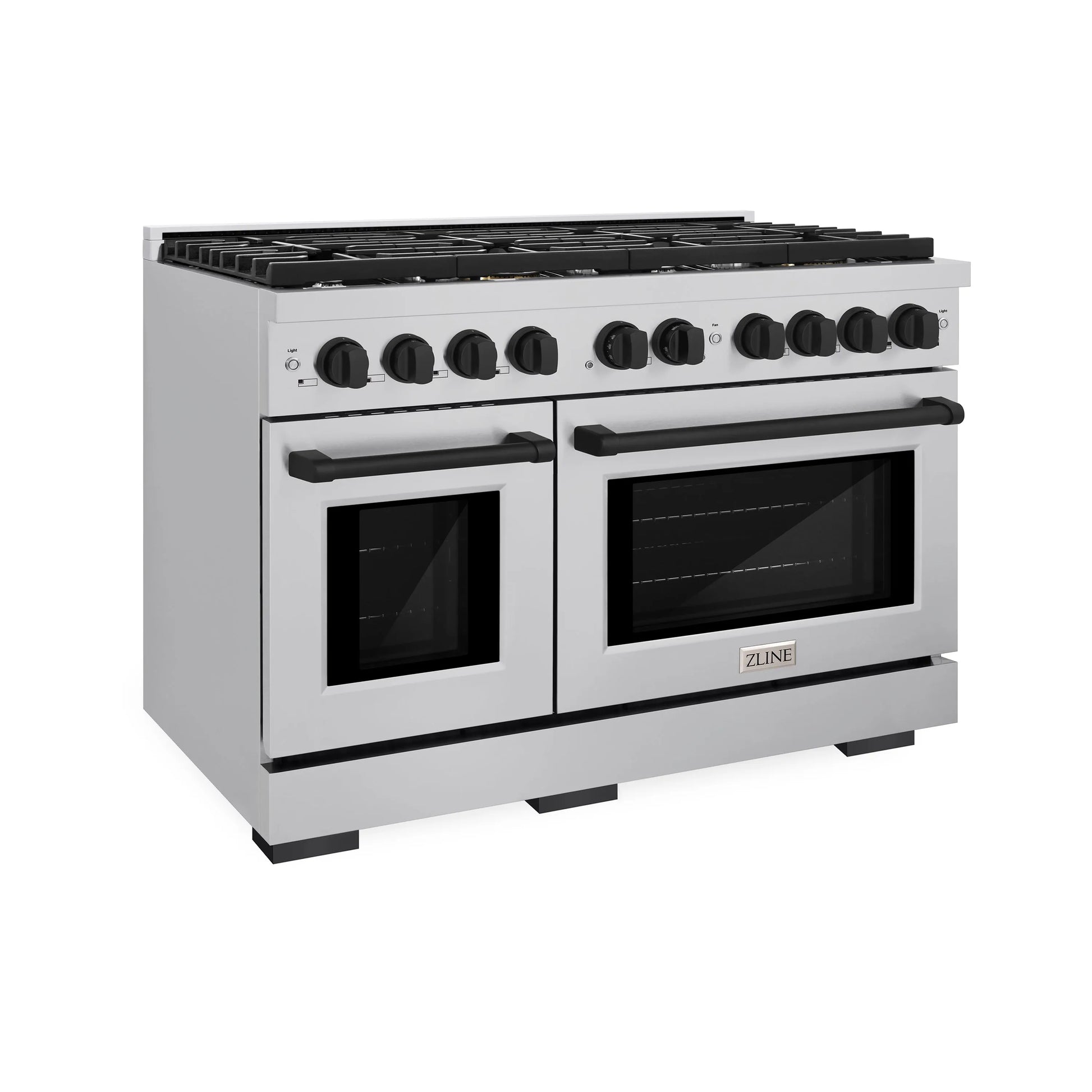 ZLINE Autograph Edition 48 in. 6.7 cu. ft. Paramount Double Oven Gas Range with 8 Burner Cooktop in Stainless Steel and Matte Black Accents, Open Box-Great Condition main image.