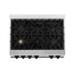 ZLINE Autograph Edition 36 in. Legacy Gas Rangetop with 6 Burners and Porcelain Cooktop in Stainless Steel with Matte Black Accents, Open Box-Good Condition
