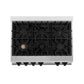 ZLINE Autograph Edition 36 in. Legacy Gas Rangetop with 6 Burners and Porcelain Cooktop in Stainless Steel with Matte Black Accents, Open Box-Great Condition