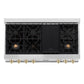 ZLINE Autograph Edition 48 in. Legacy Gas Rangetop with 7 Burners and Porcelain Cooktop in Stainless Steel with Polished Gold Accents (RTZ-48-G)