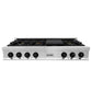 ZLINE Autograph Edition 48 in. Legacy Gas Rangetop with 7 Burners and Porcelain Cooktop in Stainless Steel with Matte Black Accents (RTZ-48-MB) front.