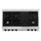 ZLINE Autograph Edition 48 in. Legacy Gas Rangetop with 7 Burners and Porcelain Cooktop in Stainless Steel with Matte Black Accents (RTZ-48-MB) top-down, above cooking surface.