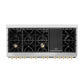ZLINE Autograph Edition 60 in. 7.4 cu. ft. Legacy Dual Fuel Range with 9 Burner Gas Cooktop and 2 Electric Convection Ovens in Stainless Steel with White Matte Doors and Polished Gold Accents, Open Box-Good Condition