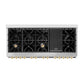 ZLINE Autograph Edition 60 in. 7.4 cu. ft. Legacy Dual Fuel Range with 9 Burner Gas Cooktop and 2 Electric Convection Ovens in Stainless Steel with White Matte Doors and Polished Gold Accents, Open Box-Great Condition