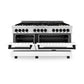 ZLINE Autograph Edition 60 in. 7.4 cu. ft. Legacy Dual Fuel Range with 9 Burner Gas Cooktop and 2 Electric Convection Ovens in Stainless Steel with White Matte Doors and Matte Black Accents, Open Box-Good Condition