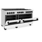 ZLINE Autograph Edition 60 in. 7.4 cu. ft. Legacy Dual Fuel Range with 9 Burner Gas Cooktop and 2 Electric Convection Ovens in Stainless Steel with White Matte Doors and Matte Black Accents, Open Box-Good Condition