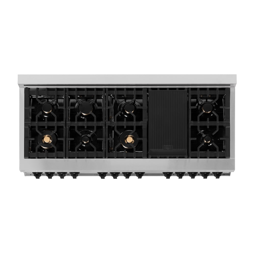 ZLINE Autograph Edition 60 in. 7.4 cu. ft. Legacy Dual Fuel Range with 9 Burner Gas Cooktop and 2 Electric Convection Ovens in Stainless Steel with White Matte Doors and Matte Black Accents, Open Box-Good Condition