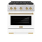 ZLINE Autograph Edition 30 in. 4.2 cu. ft. Paramount Dual Fuel Range with 4 Burner Gas Cooktop and Electric Convection Oven in Stainless Steel with White Matte Door and Champagne Bronze Accents, Open Box-Great Condition