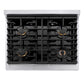 ZLINE Autograph Edition 30 in. 4.2 cu. ft. Paramount Dual Fuel Range with 4 Burner Gas Cooktop and Electric Convection Oven in Stainless Steel with White Matte Door and Champagne Bronze Accents, Open Box-Great Condition