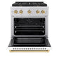 ZLINE Autograph Edition 30 in. 4.2 cu. ft. Paramount Dual Fuel Range with 4 Burner Gas Cooktop and Electric Convection Oven in Stainless Steel with White Matte Door and Polished Gold Accents, Open Box-Great Condition