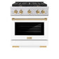 ZLINE Autograph Edition 30 in. 4.2 cu. ft. Paramount Dual Fuel Range with 4 Burner Gas Cooktop and Electric Convection Oven in Stainless Steel with White Matte Door and Polished Gold Accents, Open Box-Great Condition