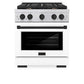ZLINE Autograph Edition 30 in. 4.2 cu. ft. Paramount Dual Fuel Range with 4 Burner Gas Cooktop and Electric Convection Oven in Stainless Steel with White Matte Door and Matte Black Accents, Open Box-Great Condition