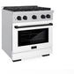 ZLINE Autograph Edition 30 in. 4.2 cu. ft. Paramount Dual Fuel Range with 4 Burner Gas Cooktop and Electric Convection Oven in Stainless Steel with White Matte Door and Matte Black Accents, Open Box-Great Condition