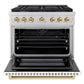 ZLINE Autograph Edition 36 in. 5.2 cu. ft. Paramount Dual Fuel Range with 6 Burner Gas Cooktop and Electric Convection Oven in Stainless Steel with White Matte Door and Polished Gold Accents, Open Box-Great Condition