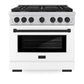 ZLINE Autograph Edition 36 in. 5.2 cu. ft. Paramount Dual Fuel Range with 6 Burner Gas Cooktop and Electric Convection Oven in Stainless Steel with White Matte Door and Matte Black Accents, Open Box-Great Condition
