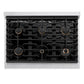 ZLINE Autograph Edition 36 in. 5.2 cu. ft. Paramount Dual Fuel Range with 6 Burner Gas Cooktop and Electric Convection Oven in Stainless Steel with White Matte Door and Matte Black Accents, Open Box-Great Condition