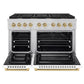 ZLINE Autograph Edition 48 in. 6.7 cu. ft. Paramount Double Oven Dual Fuel Range with 8 Burner Gas Cooktop in Stainless Steel with White Matte Doors and Champagne Bronze Accents, Open Box-Great Condition