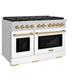ZLINE Autograph Edition 48 in. 6.7 cu. ft. Paramount Double Oven Dual Fuel Range with 8 Burner Gas Cooktop in Stainless Steel with White Matte Doors and Champagne Bronze Accents, Open Box-Great Condition