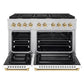 ZLINE Autograph Edition 48 in. 6.7 cu. ft. Paramount Double Oven Dual Fuel Range with 8 Burner Gas Cooktop in Stainless Steel with White Matte Doors and Polished Gold Accents, Open Box-Great Condition