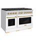 ZLINE Autograph Edition 48 in. 6.7 cu. ft. Paramount Double Oven Dual Fuel Range with 8 Burner Gas Cooktop in Stainless Steel with White Matte Doors and Polished Gold Accents, Open Box-Great Condition