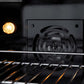 ZLINE Autograph Edition 48 in. 6.7 cu. ft. Paramount Double Oven Dual Fuel Range with 8 Burner Gas Cooktop in Stainless Steel with White Matte Doors and Matte Black Accents (SDRZ-WM-48-MB) close-up detail, convection fan and oven light.