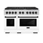 ZLINE Autograph Edition 48 in. 6.7 cu. ft. Paramount Double Oven Dual Fuel Range with 8 Burner Gas Cooktop in Stainless Steel with White Matte Doors and Matte Black Accents, Open Box-Great Condition