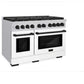 ZLINE Autograph Edition 48 in. 6.7 cu. ft. Paramount Double Oven Dual Fuel Range with 8 Burner Gas Cooktop in Stainless Steel with White Matte Doors and Matte Black Accents (SDRZ-WM-48-MB) side, oven closed.