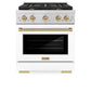 ZLINE Autograph Edition 30 in. 4.2 cu. ft. Paramount Gas Range with 4 Burner Cooktop and Convection Gas Oven in Stainless Steel with White Matte Door and Champagne Bronze Accents, Open Box-Great Condition