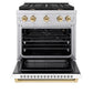ZLINE Autograph Edition 30 in. 4.2 cu. ft. Paramount Gas Range with 4 Burner Cooktop and Convection Gas Oven in Stainless Steel with White Matte Door and Polished Gold Accents, Open Box-Good Condition