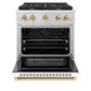 ZLINE Autograph Edition 30 in. 4.2 cu. ft. Paramount Gas Range with 4 Burner Cooktop and Convection Gas Oven in Stainless Steel with White Matte Door and Polished Gold Accents, Open Box-Great Condition
