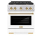 ZLINE Autograph Edition 30 in. 4.2 cu. ft. Paramount Gas Range with 4 Burner Cooktop and Convection Gas Oven in Stainless Steel with White Matte Door and Polished Gold Accents, Open Box-Great Condition