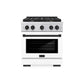 ZLINE Autograph Edition 30 in. 4.2 cu. ft. Paramount Gas Range with 4 Burner Cooktop and Convection Gas Oven in Stainless Steel with White Matte Door and Matte Black Accents, Open Box-Great Condition