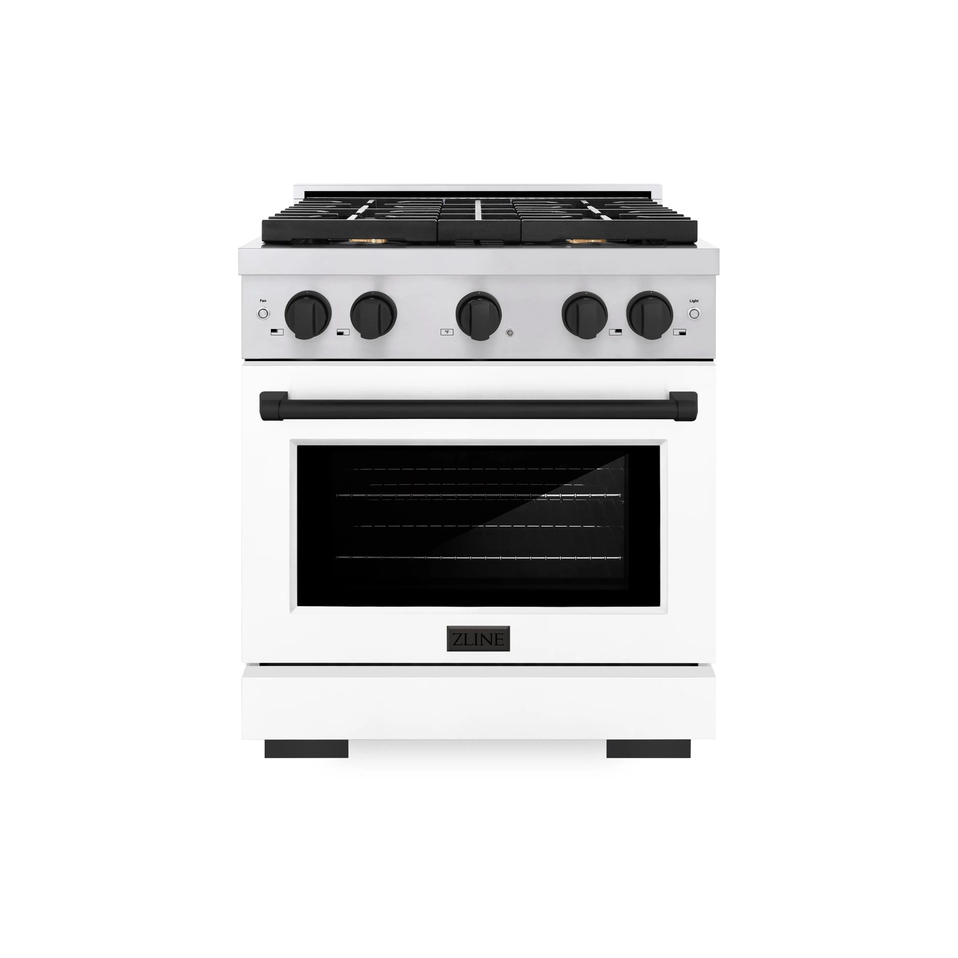 ZLINE Autograph Edition 30 in. 4.2 cu. ft. Paramount Gas Range with 4 Burner Cooktop and Convection Gas Oven in Stainless Steel with White Matte Door and Matte Black Accents, Open Box-Great Condition