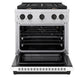 ZLINE Autograph Edition 30 in. 4.2 cu. ft. Paramount Gas Range with 4 Burner Cooktop and Convection Gas Oven in Stainless Steel with White Matte Door and Matte Black Accents, Open Box-Great Condition
