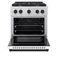 ZLINE Autograph Edition 30 in. 4.2 cu. ft. Paramount Gas Range with 4 Burner Cooktop and Convection Gas Oven in Stainless Steel with White Matte Door and Matte Black Accents, Open Box-Great Condition