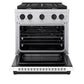 ZLINE Autograph Edition 30 in. 4.2 cu. ft. Paramount Gas Range with 4 Burner Cooktop and Convection Gas Oven in Stainless Steel with White Matte Door and Matte Black Accents, Open Box-Good Condition