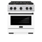 ZLINE Autograph Edition 30 in. 4.2 cu. ft. Paramount Gas Range with 4 Burner Cooktop and Convection Gas Oven in Stainless Steel with White Matte Door and Matte Black Accents, Open Box-Great Condition