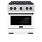 ZLINE Autograph Edition 30 in. 4.2 cu. ft. Paramount Gas Range with 4 Burner Cooktop and Convection Gas Oven in Stainless Steel with White Matte Door and Matte Black Accents, Open Box-Great Condition