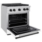 ZLINE Autograph Edition 30 in. 4.2 cu. ft. Paramount Gas Range with 4 Burner Cooktop and Convection Gas Oven in Stainless Steel with White Matte Door and Matte Black Accents, Open Box-Good Condition