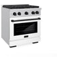 ZLINE Autograph Edition 30 in. 4.2 cu. ft. Paramount Gas Range with 4 Burner Cooktop and Convection Gas Oven in Stainless Steel with White Matte Door and Matte Black Accents, Open Box-Great Condition