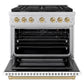 ZLINE Autograph Edition 36 in. 5.2 cu. ft. Paramount Gas Range with 6 Burner Cooktop and Convection Gas Oven in Stainless Steel with White Matte Door and Champagne Bronze Accents, Open Box-Good Condition