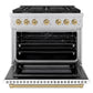 ZLINE Autograph Edition 36 in. 5.2 cu. ft. Paramount Dual Fuel Range with 6 Burner Gas Cooktop and Electric Convection Oven in Stainless Steel with White Matte Door and Champagne Bronze Accents, Open Box-Good Condition
