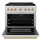 ZLINE Autograph Edition 36 in. 5.2 cu. ft. Paramount Dual Fuel Range with 6 Burner Gas Cooktop and Electric Convection Oven in Stainless Steel with White Matte Door and Champagne Bronze Accents, Open Box-Great Condition
